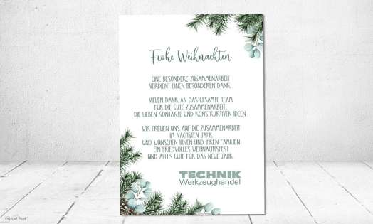 Firmen Weihnachtskarte mit Logo Greenery