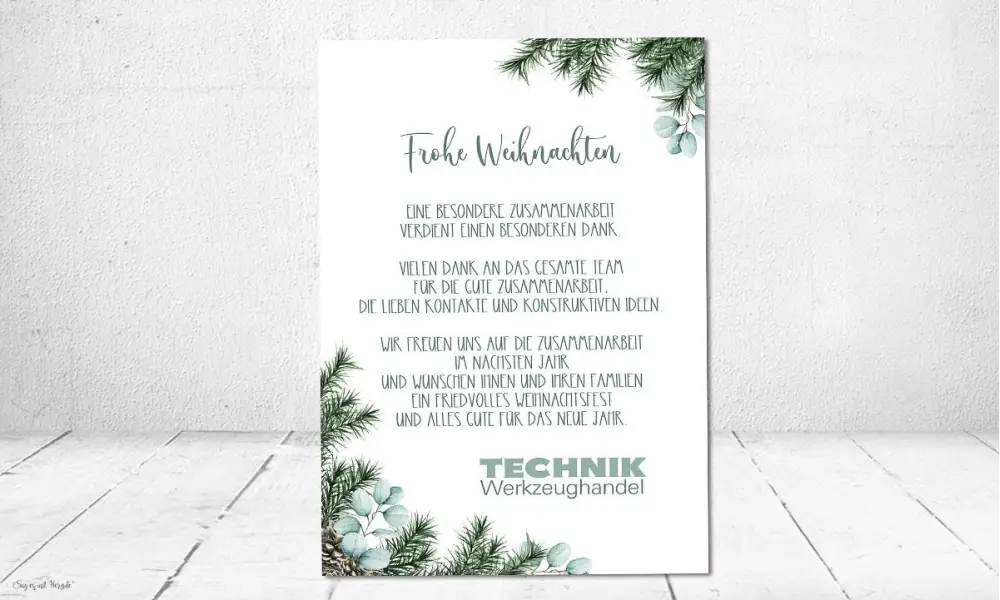 Firmen Weihnachtskarte mit Logo Greenery