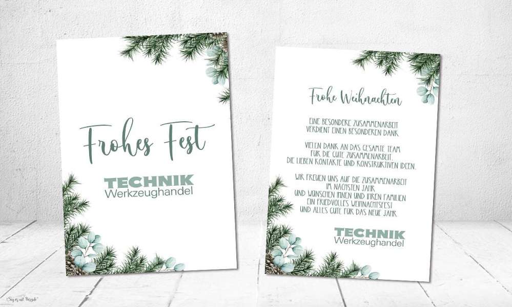 Firmen Weihnachtskarte mit Logo Greenery