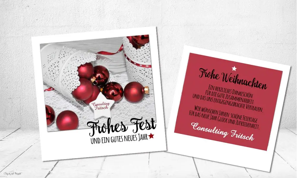 Weihnachtskarte geschäftlich rote Kugeln