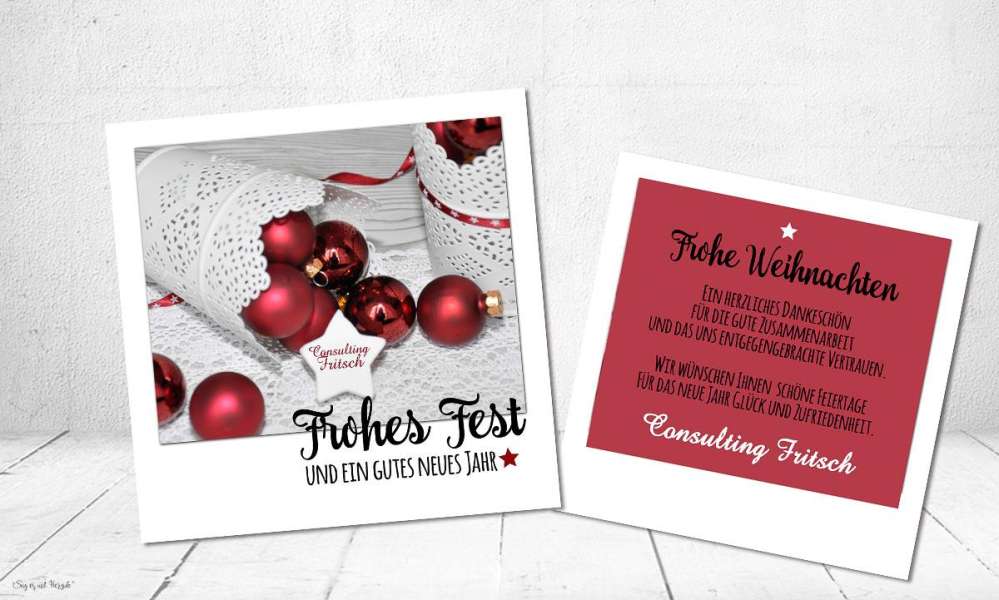 Weihnachtskarte geschäftlich rote Kugeln Weihnachtskarte geschäftlich rote Kugeln