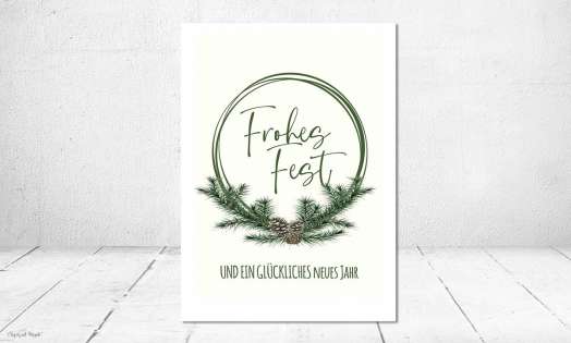 Firmen Weihnachtskarte Kranz mit Tannenzweigen
