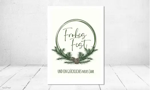 Firmen Weihnachtskarte Kranz mit Tannenzweigen
