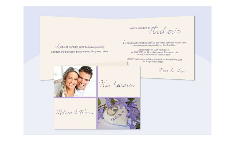 Einladungskarte Hochzeit, Klappkarte A6, Sternenblümchen