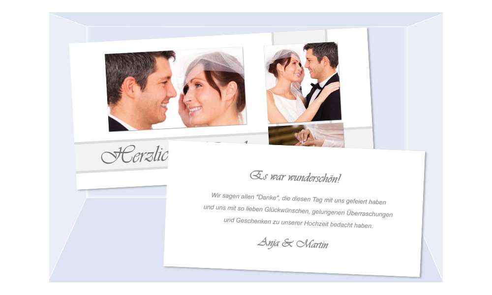 Danksagungskarte, Karte Hochzeit, weiß grau Danksagungskarte, Karte Hochzeit, weiß grau