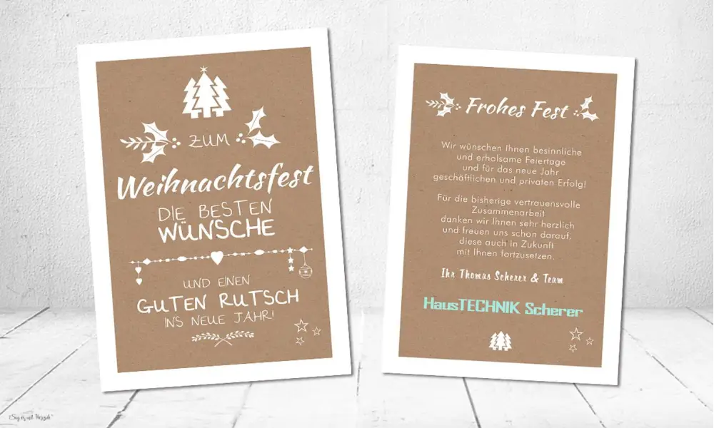Weihnachtskarten geschäftlich individuell mit Logo gestalten lassen