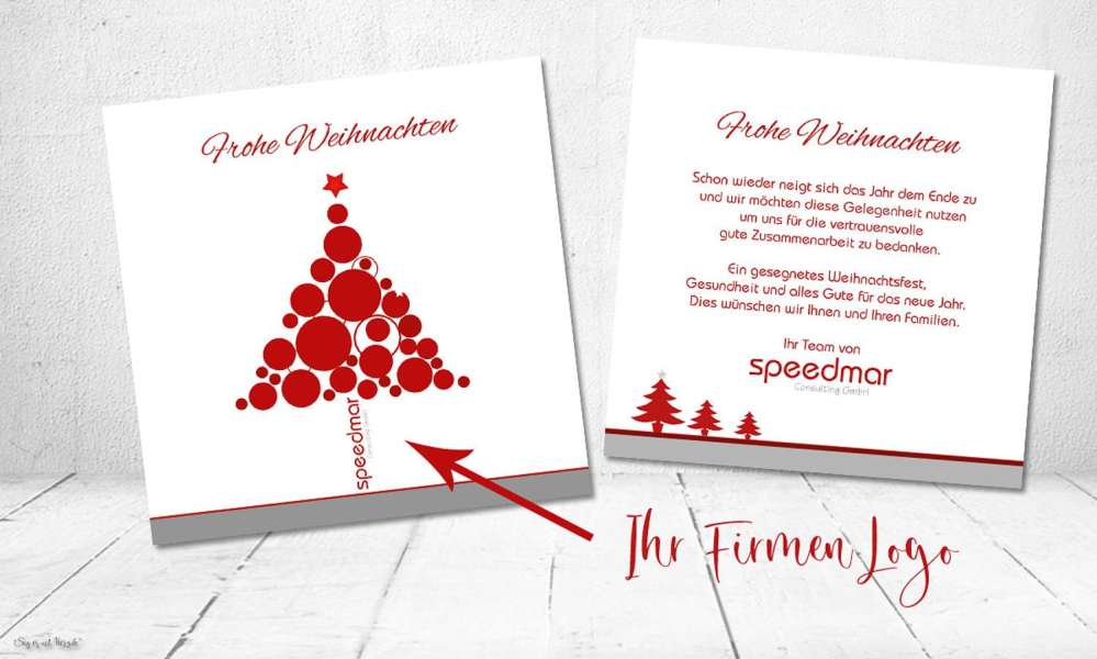 Weihnachtskarte für Firmen quadratisch mit Logo