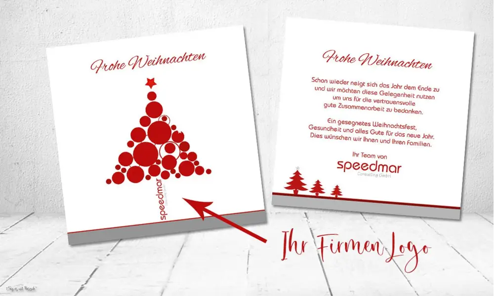 Weihnachtskarte für Firmen quadratisch mit Logo