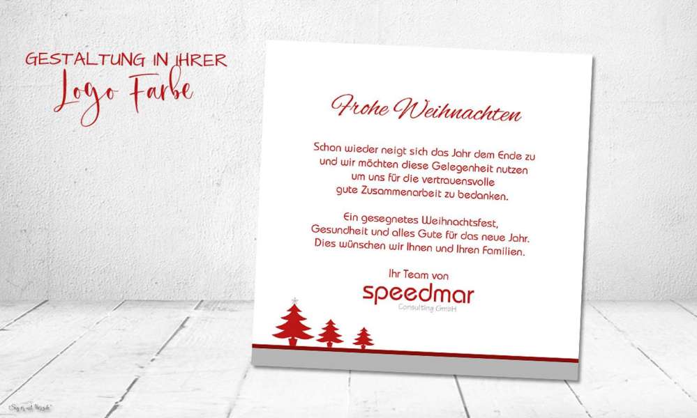 Weihnachtskarte für Firmen quadratisch mit Logo