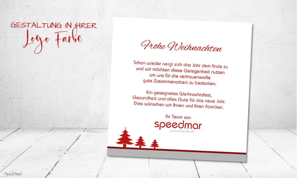 Weihnachtskarte für Firmen quadratisch mit Logo