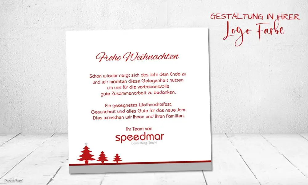 Weihnachtskarte für Firmen quadratisch mit Logo
