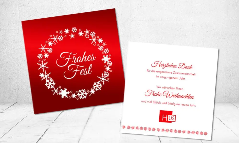 Weihnachtskarte quadratisch geschäftlich rot
