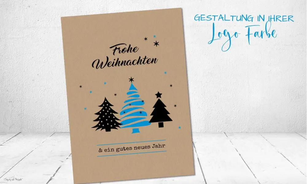 Weihnachtskarten geschäftlich auf Recyclingpapier mit Logo individuelle Postkarte Kraftpapier Optik