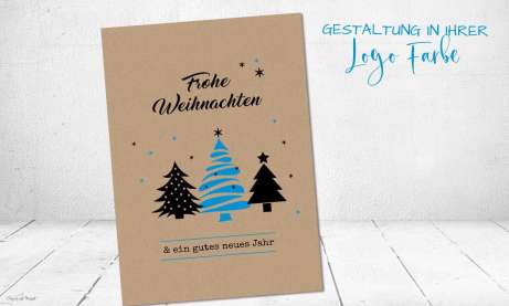 Weihnachtskarten geschäftlich auf Recyclingpapier mit Logo individuelle Postkarte Kraftpapier Optik