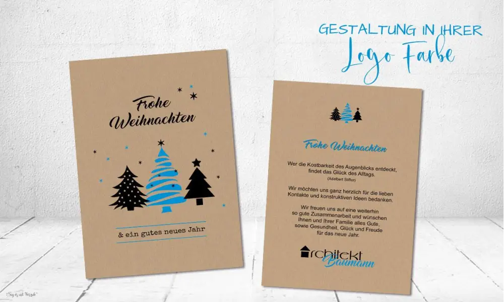Weihnachtskarten geschäftlich nachhaltig mit Logo