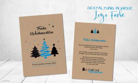 Weihnachtskarten geschäftlich auf Recyclingpapier mit Logo individuelle Postkarte Kraftpapier Optik