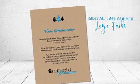 Weihnachtskarten geschäftlich auf Recyclingpapier mit Logo individuelle Postkarte Kraftpapier Optik
