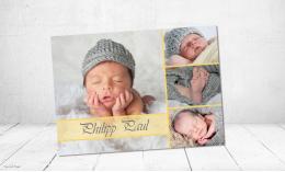 Dankeskarte Geburt Postkarte gelb