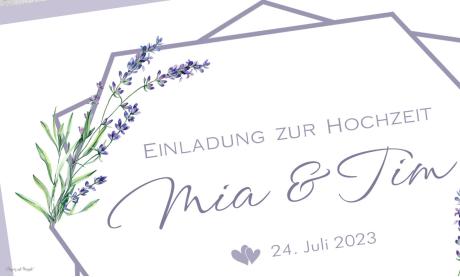 Einladungskarten Hochzeit Lavendel Postkarte lila flieder