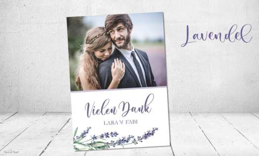 Dankeskarten Hochzeit Postkarte Lavendel flieder