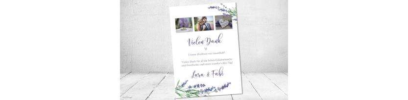 Dankeskarten Hochzeit Postkarte Lavendel flieder