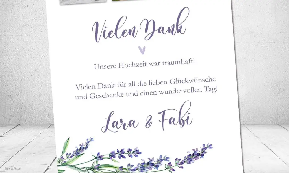Dankeskarten Hochzeit Postkarte Lavendel flieder