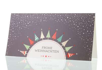 Weihnachtskarte für Firmen, "Bunte Tannen"