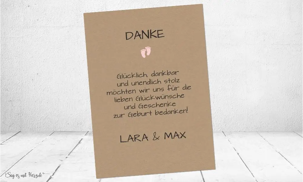 Dankeskarten Geburt Postkarte Kraftpapier