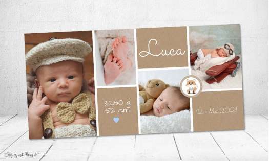 Danksagung Geburt DIN Lang Fuchs