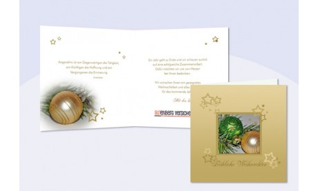 Weihnachtskarte geschäftlich für Firmen in gold mit Firmenlogo gestalten drucken lassen