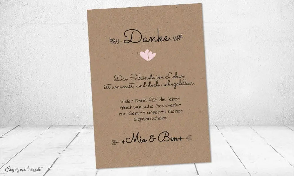 Dankeskarten Geburt Mädchen rosa