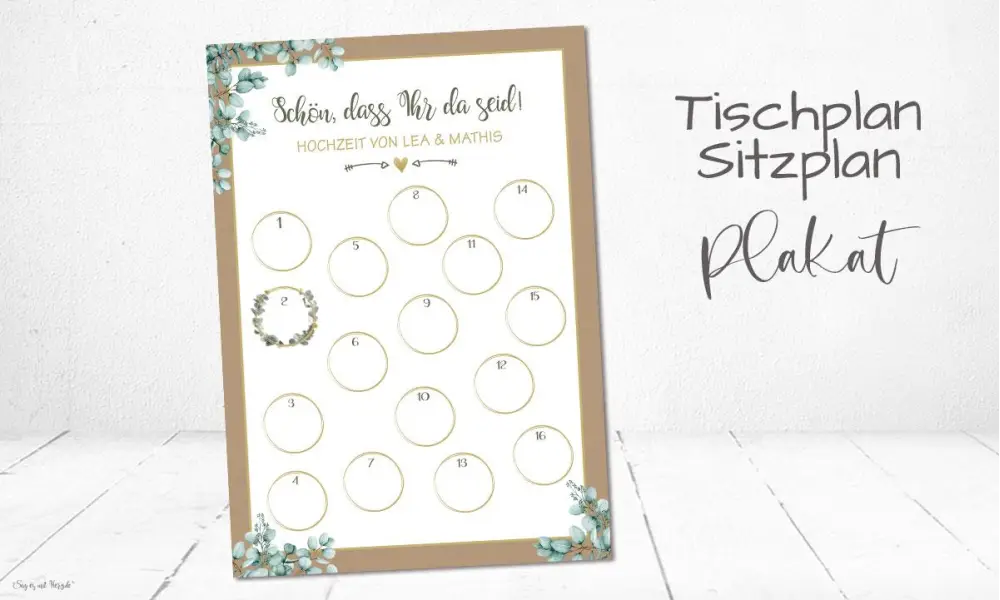 Sitzplan Hochzeit Tischplan Plakat