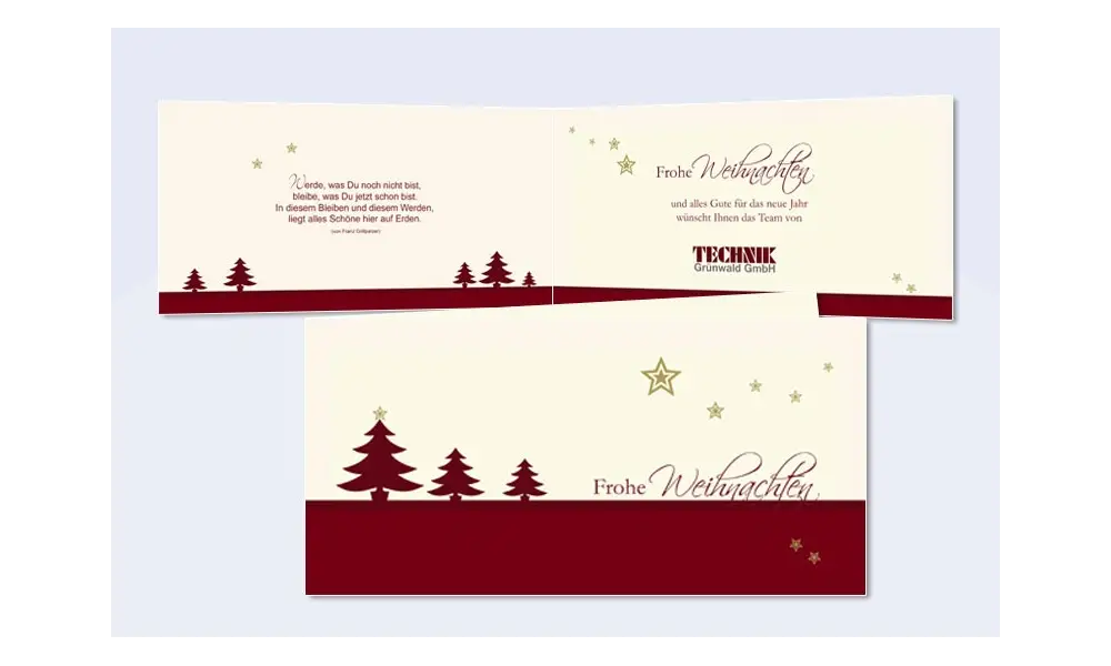 Weihnachtskarte geschäftlich, DIN Lang, "Tannenzauber" in rot