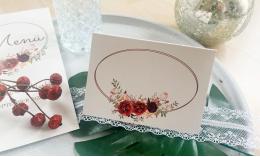 Tischkarten Hochzeit Platzkarten creme rot