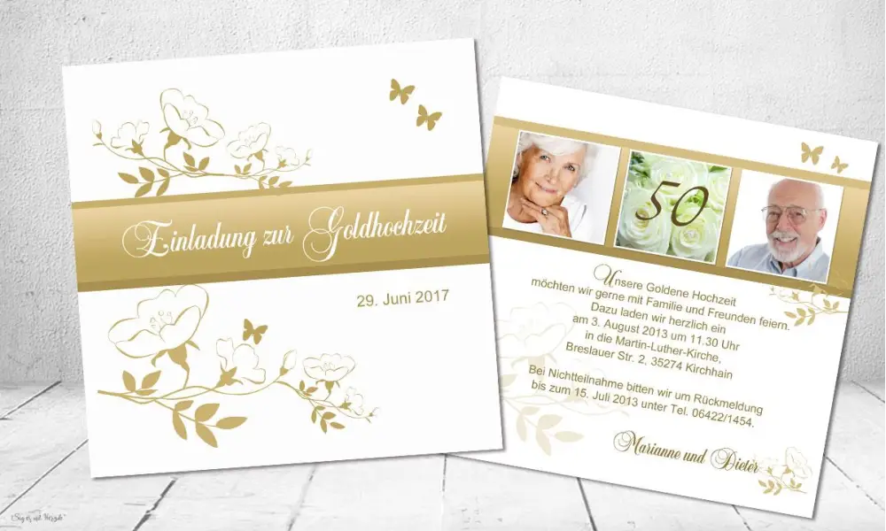 Einladung goldene Hochzeit gold