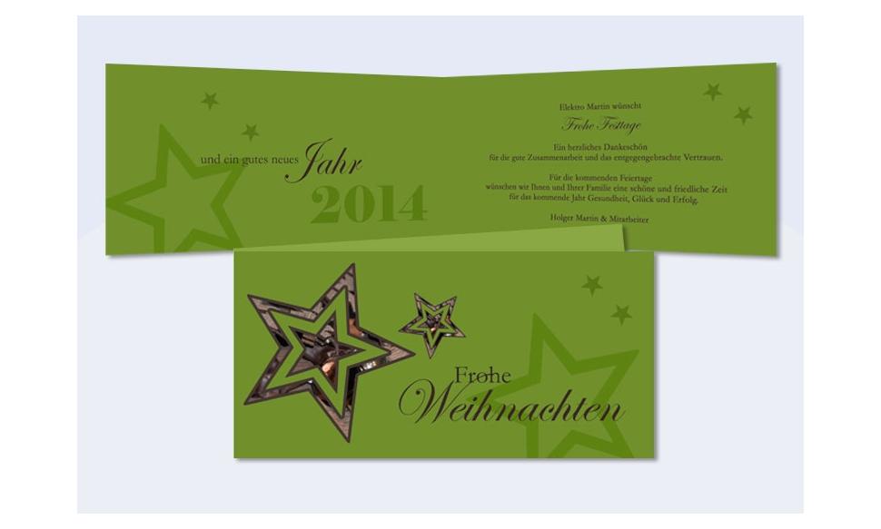 Weihnachtskarte geschäftlich, DIN Lang, "Sternenzauber" in grün