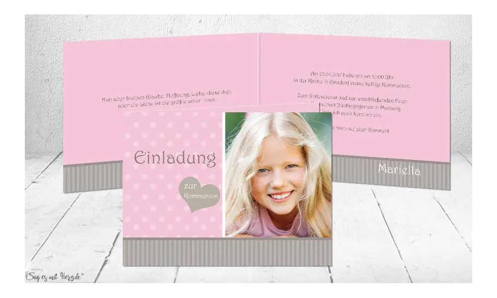 Einladung zur Konfirmation, Postkarte mit Foto hellblau