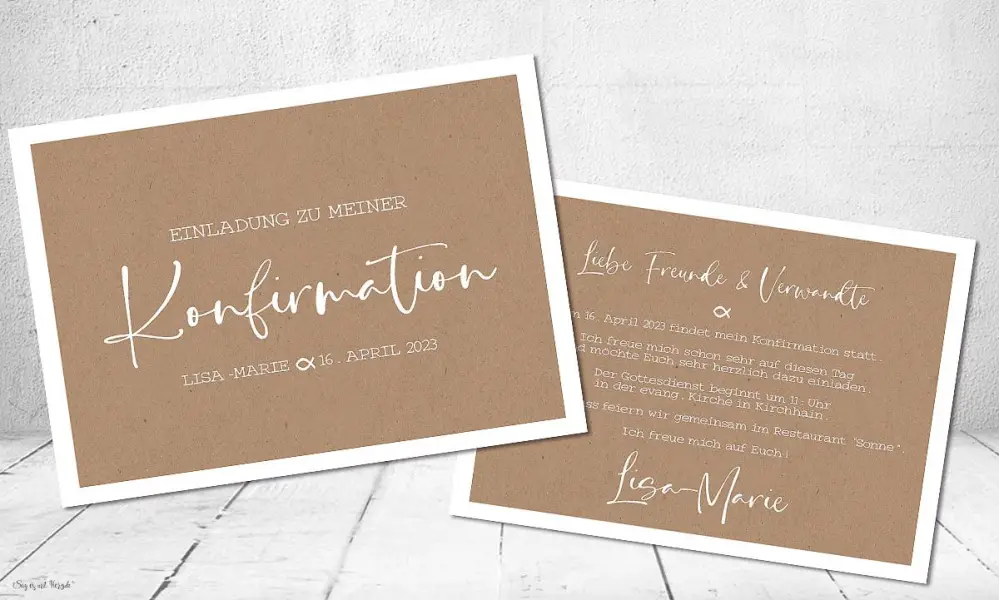 Einladungskarten Konfirmation Kraftpapier