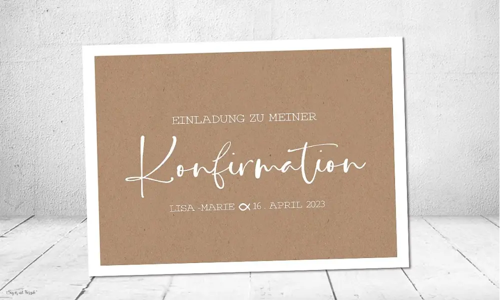 Einladungskarten Konfirmation Kraftpapier