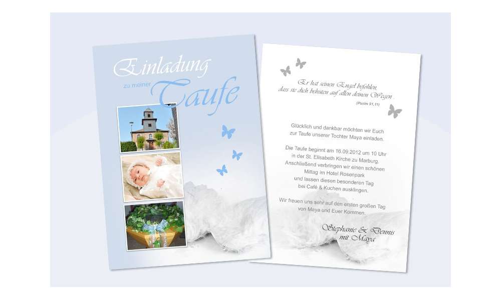 Einladung Taufe "Maya", Taufeinladung, Postkarte 10x15 cm, flieder Einladung Taufe "Maya", Taufeinladung, Postkarte 10x15 cm, flieder