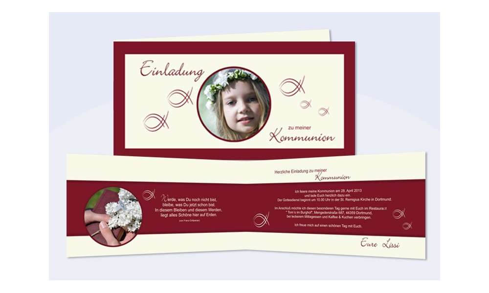 Einladungskarte, Karte zur Kommunion / Konfirmation