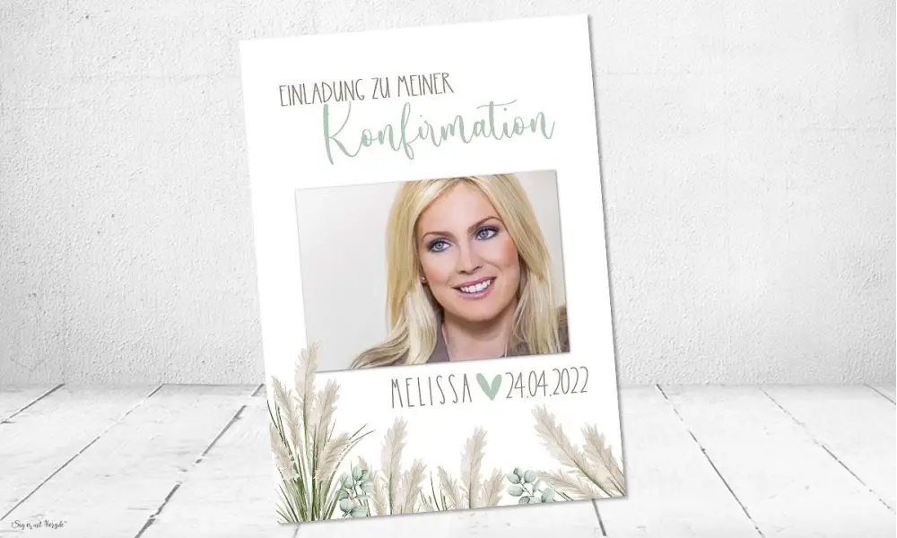 Einladungskarten Konfirmation Boho mit Foto