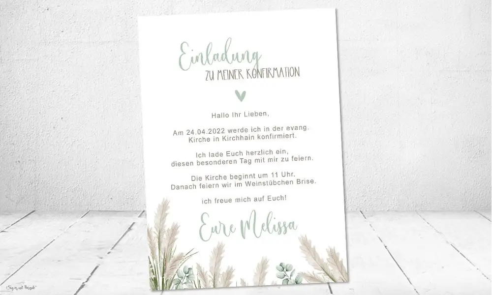 Einladungskarten Konfirmation Boho mit Foto
