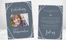 Einladungskarten Konfirmation Junge Foto dunkelblau