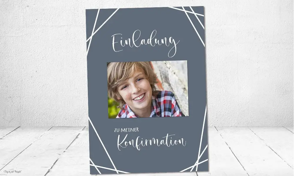 Einladungskarten Konfirmation Junge Foto dunkelblau
