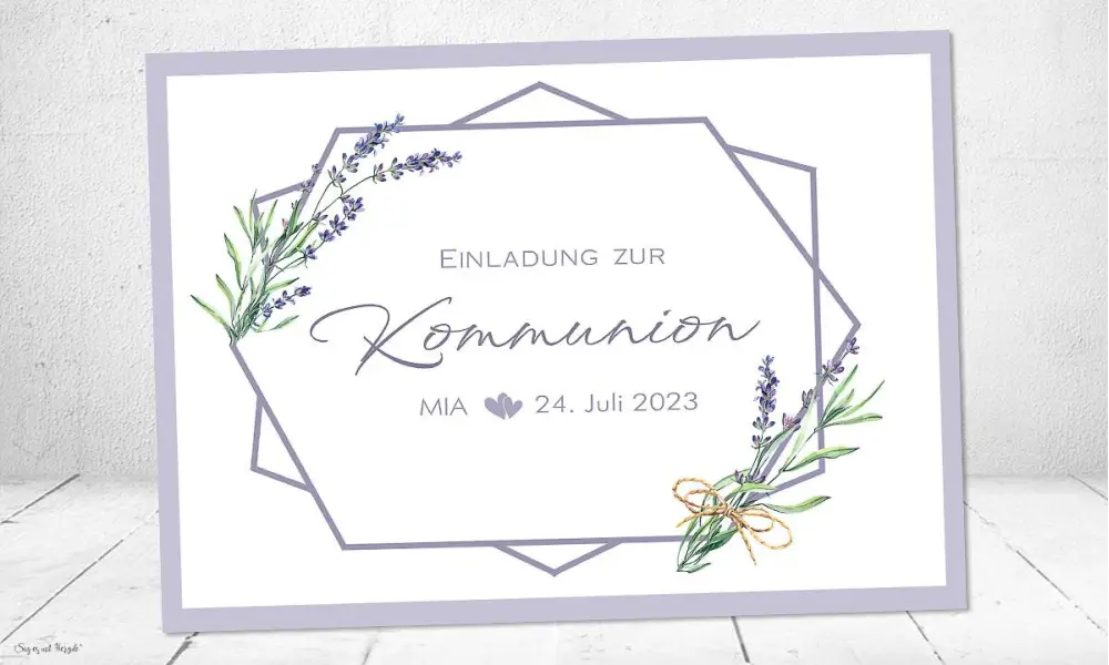Einladungskarten Kommunion flieder
