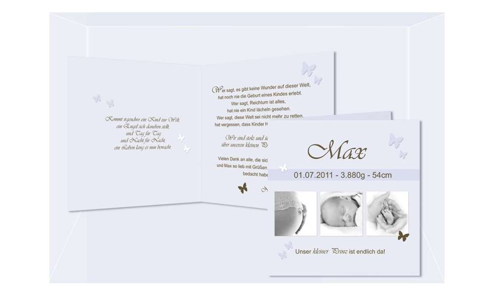 Geburtskarte "Max" Klappkarte, blau Geburtskarte "Max" Klappkarte, blau