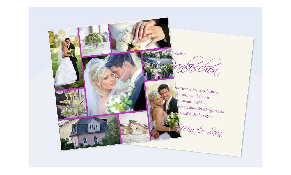 Danksagungskarte Hochzeit, Karte Hochzeit "Collage"