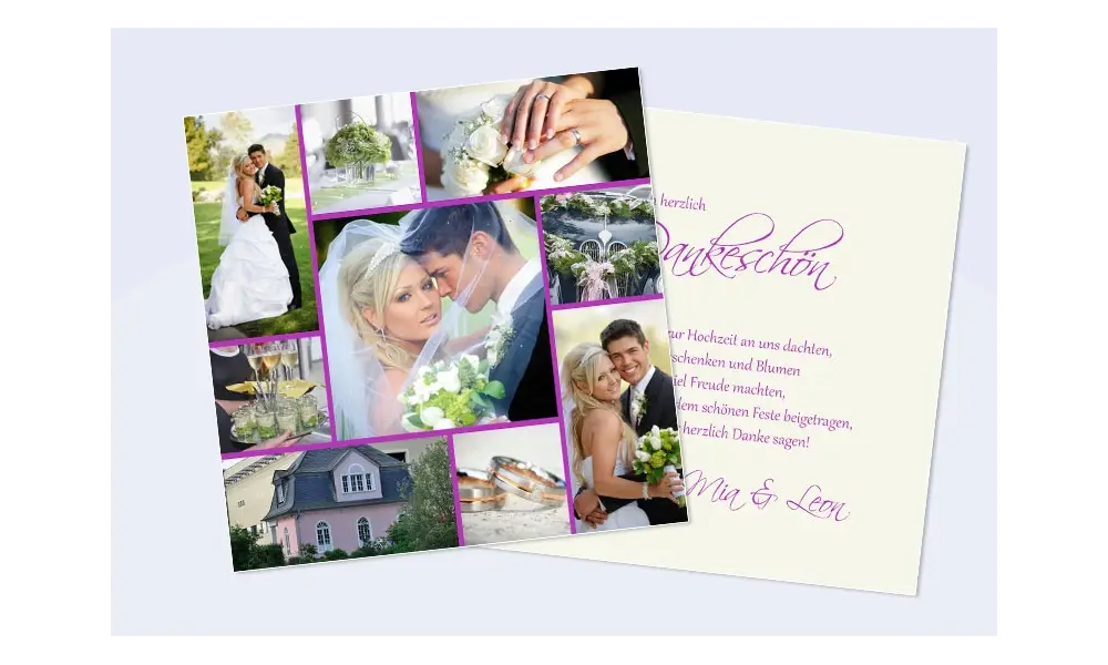 Danksagungskarte Hochzeit, Karte Hochzeit "Collage"