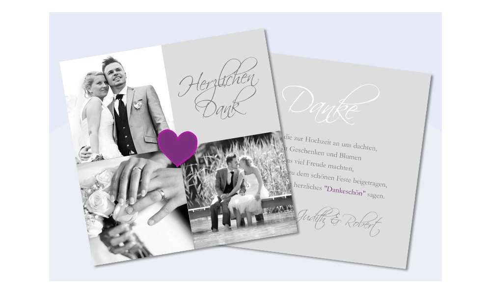 Danksagungskarte Hochzeit, Karte Hochzeit "black & white"